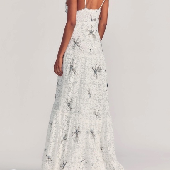loveshackfancy white lace crystal sage burst embellished gown size 6 nwot - Picture 4 of 13